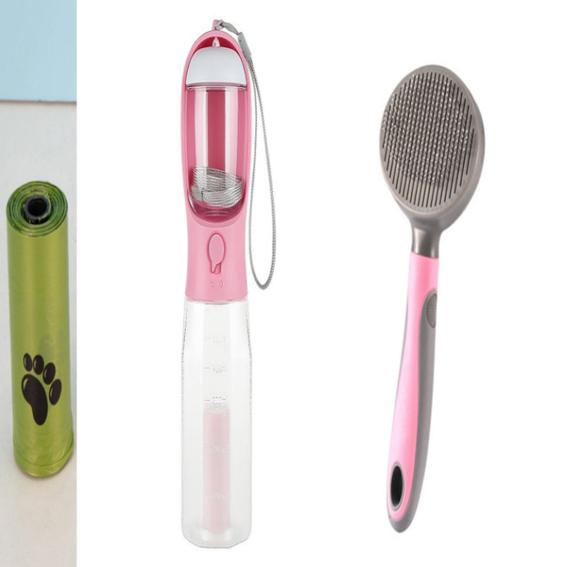 Portable Cat Dog Water Bottle Food Feeder Drinker Poop Dispenser 3 in 1 Leak-Proof Multifunctional Dog Water Bottle Pet Products