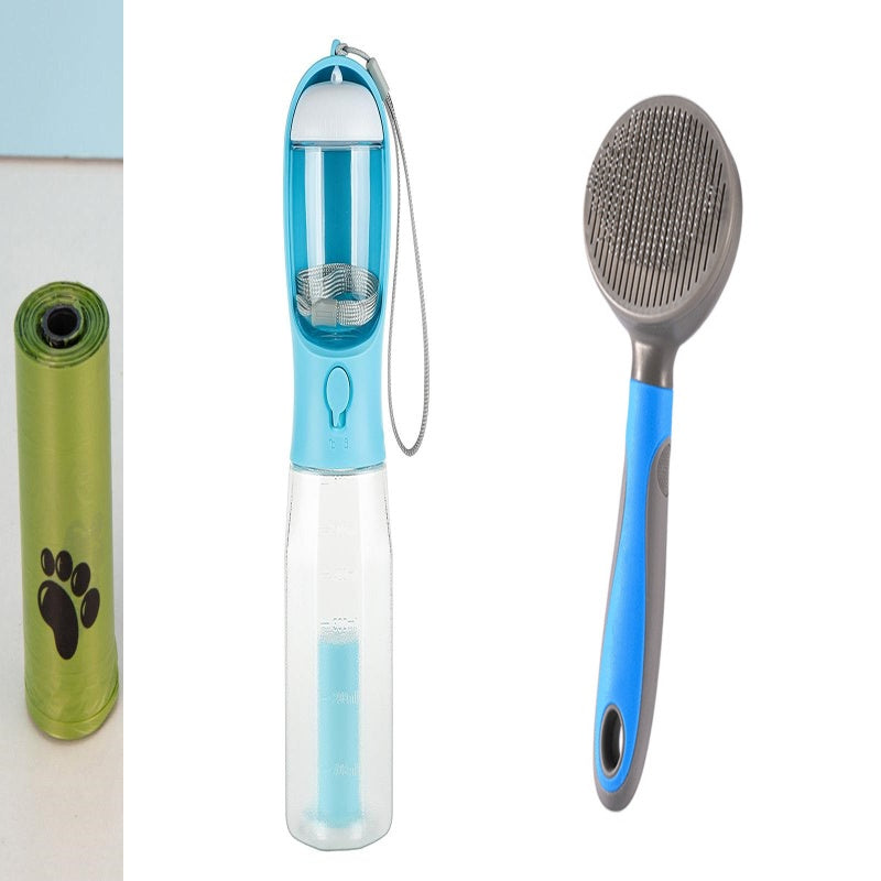 Portable Cat Dog Water Bottle Food Feeder Drinker Poop Dispenser 3 in 1 Leak-Proof Multifunctional Dog Water Bottle Pet Products